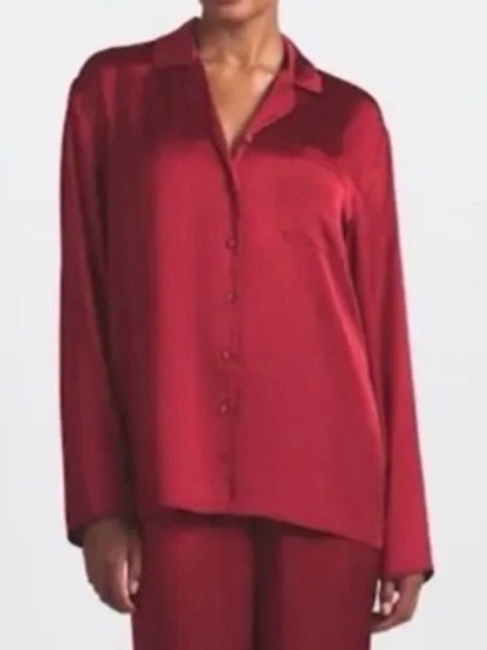 New Skims Woven Shine Sleep Long Sleeve Button Up TOP ONLY